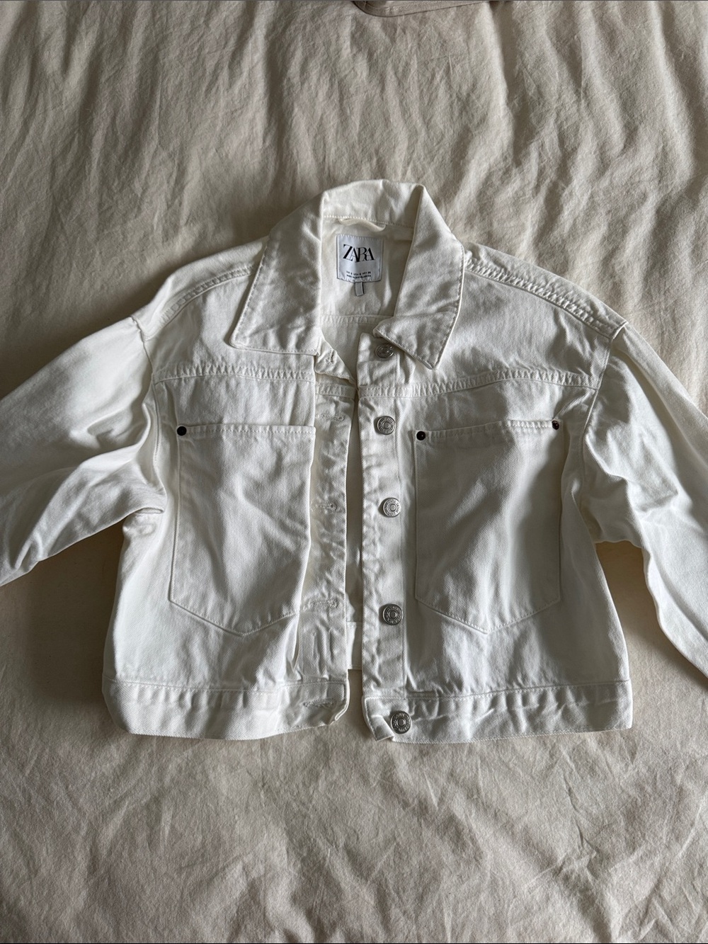 Zara White Denim Jean Jacket